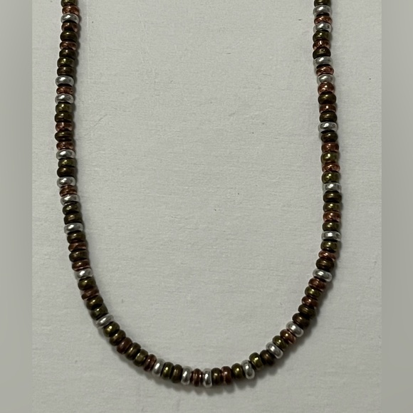 Brass Silver beaded long necklace - Picture 1 of 4